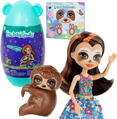 Obrázek produktu pro Mattel Enchantimals Panenka Hixby a lenochod + vajíčko - (K72067)