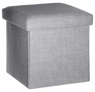 Produktbild von Atmosphera Pouf/Hocker - Aufbewahrungsbox - hellgrau - PU/MDF - 38 x 38 cm
