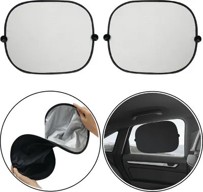 Produktbild von 2x Sonnenschutz Auto Baby – Sichtschutz 45x36,5 cm Sonnenblende für Seitenfenster inkl. 4 Saugnäpfe, Aufbewahrungstasche