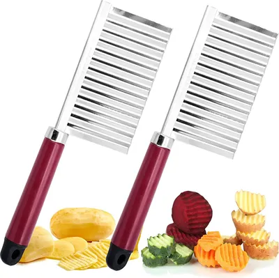 Produktbild von 2 Stück Wellenschneider,Kartoffelschneider Edelstahl,für Pommes Frites Küchenwerkzeug