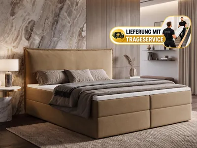 Produktbild von Boxspringbett ARENO 180x200 cm Komplett-Set mit Bettkasten, Bonell-Matratze H3 und Topper - Braun