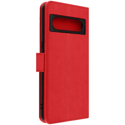 Zdjęcie produktu dla Etui ze sztucznej skóry z funkcją podstawki dla Google Pixel 8 - czerwone