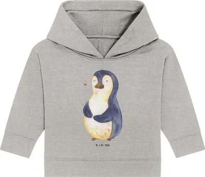 Produktbild von Mr. & Mrs. Panda Organic Baby Hoodie Pinguin Diät 24. - 36. Monat - Heather Grey - Geschenk, Motivation, Pinguine, Kapuzenshirt, Kapuzensweatshirt, Gewicht, Selbstliebe