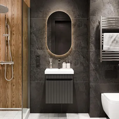 Produktbild von Cosmia Badmöbel Set Waschbecken mit Unterschrank 50 x 60 x 35 cm Anthrazit, Keramik Waschtisch mit Schublade