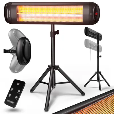 Produktbild von MONZANA® Infrarot Heizstrahler MZH2500 Stativ 110-175cm 2500W 3 Stufen 24h Timer Fernbedienung Wärmestrahler Standheizer Teleskopständer Schwarz
