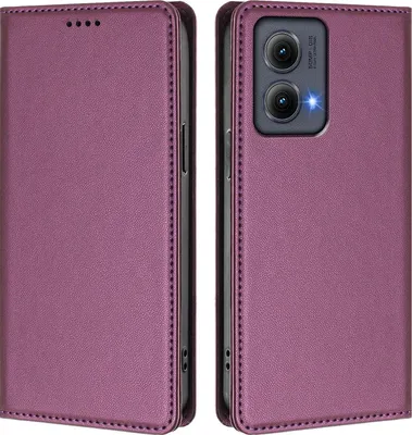 Produktbild von Handyhülle für Motorola Edge 2024, Kunstleder Klapphülle Stoßfeste Magnetische Hülle mit Ständer Lila