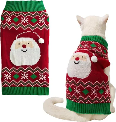 Produktbild von Kleiner Weihnachtspullover für Hunde in Rot mit Schneemann-Motiv, XS