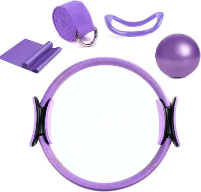 Produktbild von 5-teiliges Pilates-Ring-Set, Pilates-Ring für Frauen, Pilates-Essentials-Set für Übungen der inneren Oberschenkel und Beine, Lila