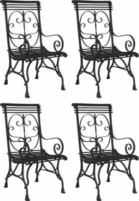 Produktbild von Casa Padrino Jugendstil Schmiedeeisen Gartenstuhl 4er Set Schwarz - Garten Möbel