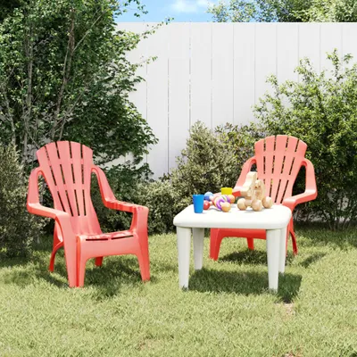 Produktbild von "im Angebot" Kinder-Gartenstühle 2 Stk. - bis 150 kg - Rot 37x34x44 cm PP Holzoptik - Stapelsessel CC16793