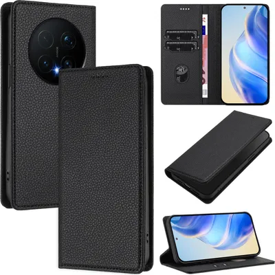 Immagine prodotto di Litchi pelle custodia del telefono cellulare per Honor Magic8 Pro Portafoglio slot per schede stand funzione caso nero