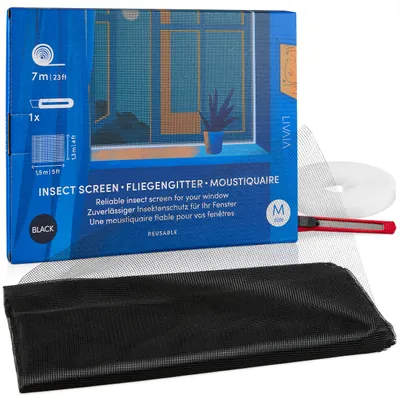 Produktbild von Moskitonetz: 1,52 x 1,22 m, schwarzes Moskitonetz für Fenster, Fliegengitterband – Fliegengitter für Fenster – Insektenschutzfenster – Fliegengitterschutz für Fenster – LIVAIA