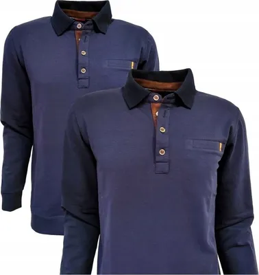 Produktbild von Polo Shirt Langarm Baumwolle Herrenpolo Männerpolo Blau XL