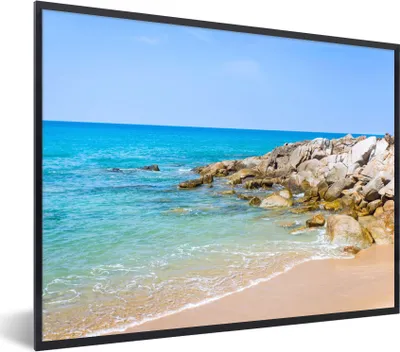 Produktbild von MuchoWow® Gerahmtes Poster Strand - Meer - Tropisch - Sommer 80x60 cm - Poster mit Schwarzem Bilderrahmen Wandposter Rahmen Foto Bilder - Schwarzem - Mit Gestell