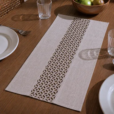 Produktbild von Moderner Tischläufer grau Leinen-Optik 90 x 40 cm schmal