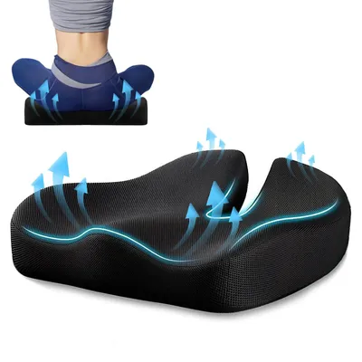 Produktbild von Orthopädisches Sitzkissen, ergonomisches Sitzkissen aus Memory-Schaum für Bürostuhl, Autositz, Sofa und Rollstuhl.