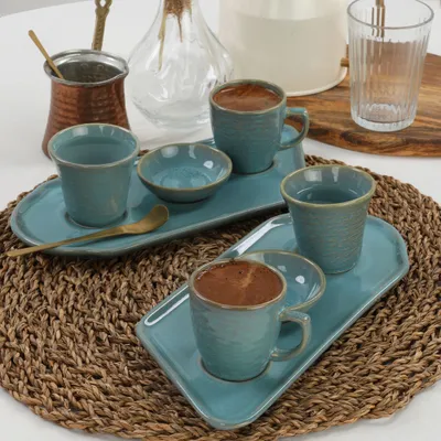 Zdjęcie produktu dla Hermia Concept, Angele- KRM1434, turkusowy, filiżanki do kawy, 100% ceramiki