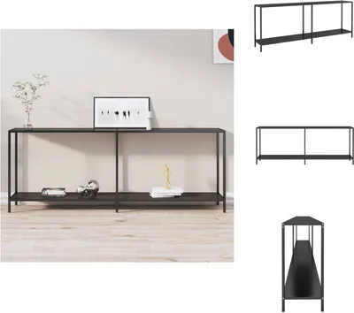 Zdjęcie produktu dla vidaXL Stolik konsola czarny 200x35x75,5 cm szkło hartowane - Stoliki boczne