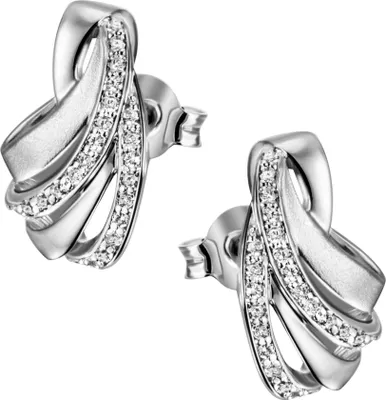 Produktbild von Ohrstecker 925 Sterling Silber mattiert 46 Zirkonia Ohrringe Silberohrringe