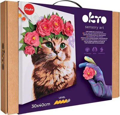 Obrázok produktu pre Penová hlinka Okto Mačka v kvetinovej korune 30010 Viacfarebná 43 x 30 x 5 cm