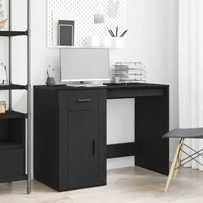Obrázok produktu pre Maison Exclusive – písací stôl, čierna farba, vzhľad dubového dreva, rozmer 100 x 49 x 74 cm