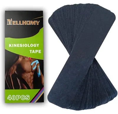 Immagine prodotto di Strisce di kinesiotaping pretagliate, 40 pezzi, colore nero, 5 cm x 25 cm, cotone, impermeabili