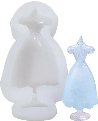 Immagine prodotto di Stampo per candele in silicone per sapone, vestito da donna su supporto, 109 x 58 x 21 mm, 23 ml