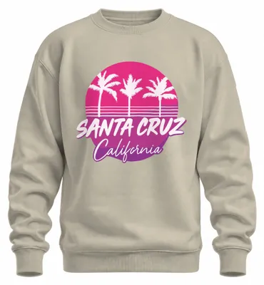 Obrázok produktu pre Santa Cruz California palmy retro surfer pláž pobrežie dovolenka uni mikina pulóver, príroda, XL