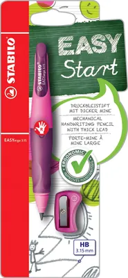 Zdjęcie produktu dla Ergonomiczny ołówek mechaniczny dla praworęcznych - STABILO EASYergo 3.15 w kolorze różowym/fioletowym - pojedynczy ołówek - w tym 1 gruby ołówek - twardość HB i temperówka