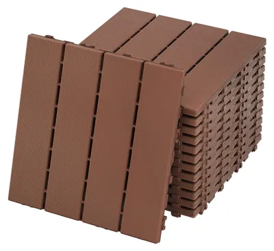 Obrázek produktu pro XINZI WPC terasové prkna 30x30 cm, dlaždice se zámkovým spojem, 1 m², podlahová krytina na balkon odolná proti UV záření, terasové dlaždice pro terasy, balkony, zahrady a bazény, hnědá, 11 kusů
