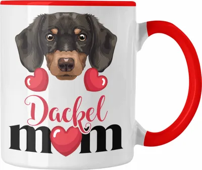 Produktbild von Trendation - Dackel Besitzer Mom Mama Tasse Geschenk Lustiger Spruch Geschenkidee Dackel Besitzerin (Rot)