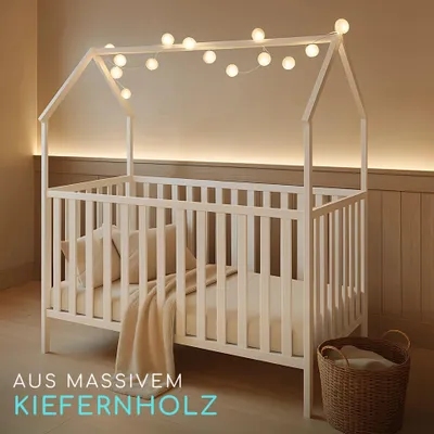 Image de Alavya Home Lit bébé ELLA 70x140 cm pin - blanc
