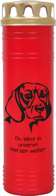 Produktbild von Grabkerze Rot, Brenndauer: 170 Stunden ( 7 Tage ), Motiv: Dackel