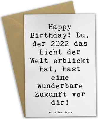 Produktbild von Mr. & Mrs. Panda Glückwunschkarte Spruch 2022 Geburtstag - Weiß - Geschenk, einladungskarten, Licht der Welt erblickt, weihnachtskarten, wunderbare Zukunft, osterkarten