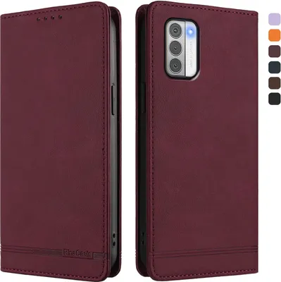 Produktbild von Hülle für Nokia G42 /Nokia G310, Retro Kunstleder Ständer Klapphülle mit Kartenfächer und Magnetische Rot