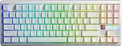 Zdjęcie produktu dla AULA F87 Pro V2 Mechaniczna klawiatura do gier 80%, bezprzewodowa, tryb trójtrybowy, wyświetlacz LED Matrix, RGB, Hotswap, 8K Polling, białe kontury – oś Seiya