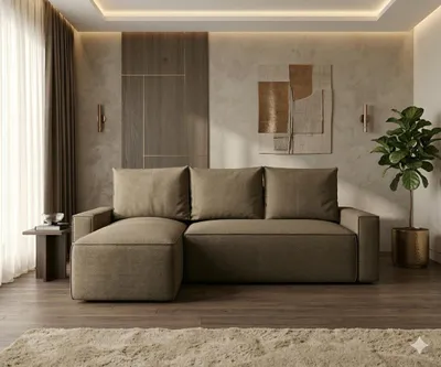 Produktbild von CORNERO Ecksofa mit Schlaffunktion HAVANA in L-Form Sofa mit Schlaffunktion und Bettkasten EckcouchEcksofa L-Form Braun Ottomane links