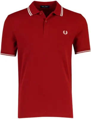 Image de Polo Fred Perry rouge, 2 boutons, coupe classique