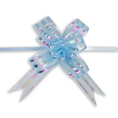 10 PVC Girlanden Farbwahl Größenwahl - Geschenk Party Deko Schleife Organza Band, blau