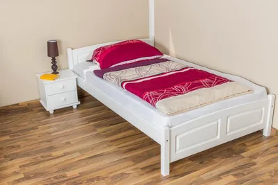 Produktbild von Einzelbett / Gästebett Buche massiv Vollholz weiß lackiert 117, inkl. Lattenrost - Abmessung 120 x 200 cm