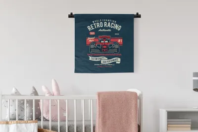 Produktbild von MuchoWow® Wandteppich Wandbehang Auto - Rennstrecke - Oldtimer 60x60 cm Tapisserie Dekoration Wandtuch - Dekorationen - Wand Decke