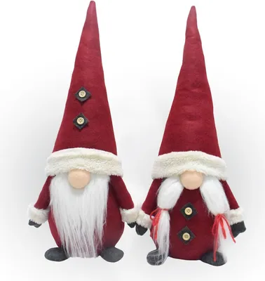 Produktbild von 2er Set Wichtel 50 cm hoch, Weihnachtswichtel Duo in weihnachtlichem Rot