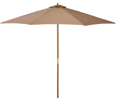 Produktbild von Sonnenschirm Holz 300 Cm Holzschirm Gartenschirm Balkonschirm Bambus Khaki
