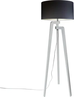 Produktbild von Stehleuchte Stativ Weiß mit Lampenschirm 50 cm Schwarz Puros