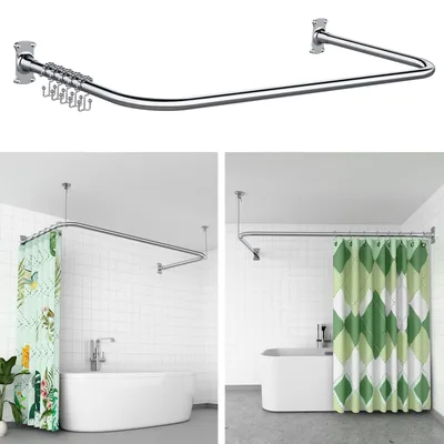 Imagen del producto de Barra ajustable para cortina de ducha, en forma de U o V, fabricada en acero inoxidable