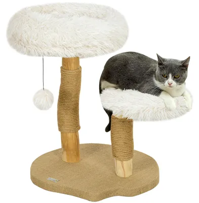 Immagine prodotto di PawHut Tiragraffi alto 61,5 cm con pallina, cucce e tronco da graffiare