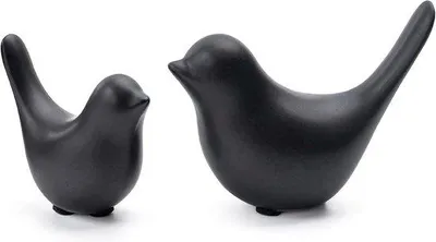 Produktbild von Famanu Keramische Vogelfiguren Set von 2 - Moderne Dekoration für Haus, Garten und Büro