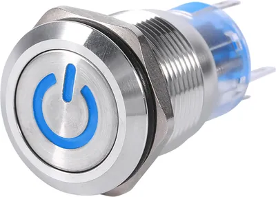 Produktbild von 19mm 12V -24V wasserdichte rostfreie Selbstverriegelungspuppknopfschalter blauer LED