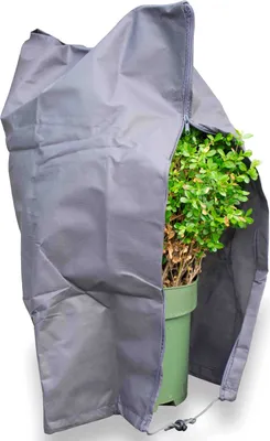 Produktbild von 60 x 80 cm Premium XXL Winterschutz für Pflanzen grau Kübelpflanzen Winterschutzcover draußen Haube Reißverschluss Zugband Pflanzenschutzhaube