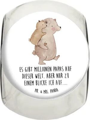 Produktbild von Mr. & Mrs. Panda Bonboniere Papa Bär L 870ml - Weiß - Geschenk, Frischhaltedose, Geburtstag, Vatertag, Teedose, Süßigkeitenglas, Bonbonglas, Aufbewahrungsdose, Bruder